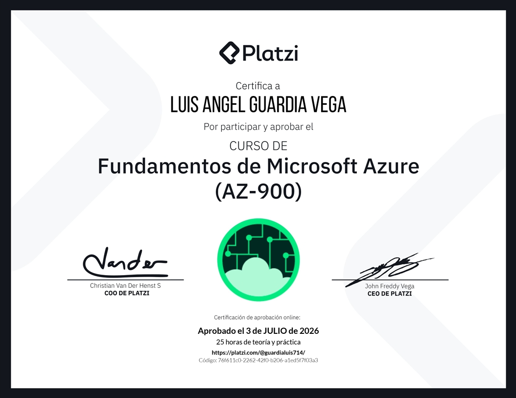Certificado Fundamentos de Microsoft Azure (AZ-900)