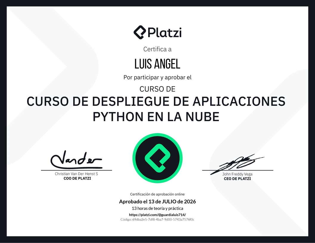 Certificado Despliegue de Apps en Python